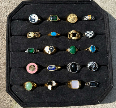 RING MIX DISPLAY - 20 FUNKY RINGS - silver & gold mix