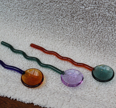 ROUND GLASS SPOONS - 3 COLORS